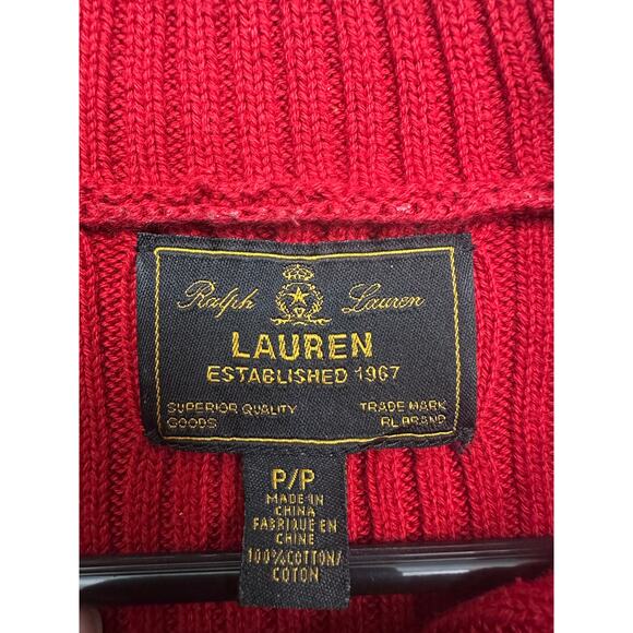 Vintage Lauren Ralph Lauren Red Sweater top 100% Cotton Women's Petite Small P/P - Picture 8 of 8